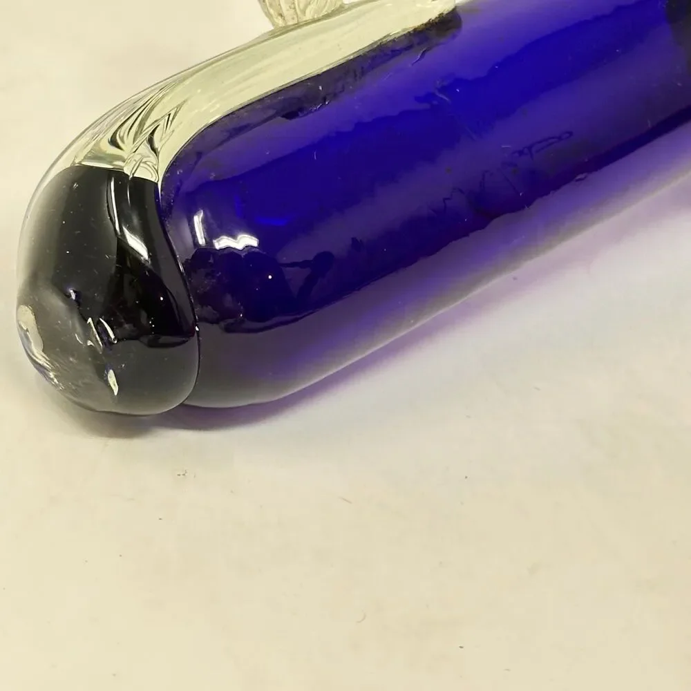 Vintage Cobalt Blue Glass Hanging Wall Pocket Bud Vase Jack in Pulpit Flared Rim